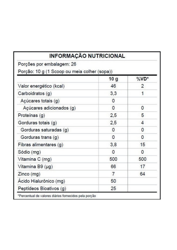 Tabela nutricional Nutra Gold