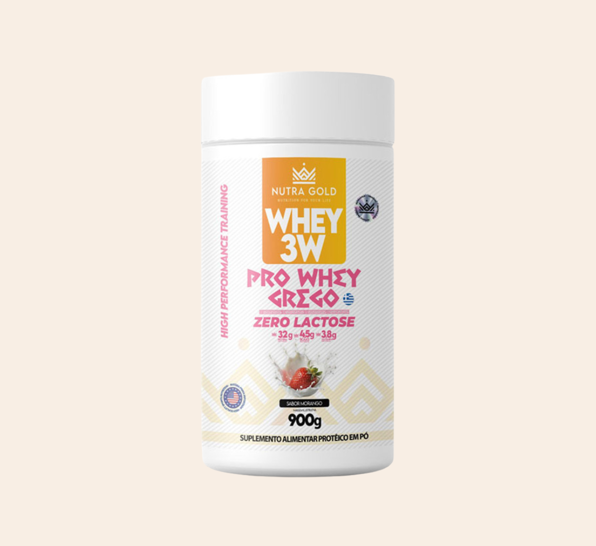 NUTRA WHEY PRO - GREGO MORANGO ZERO LACTOSE - 900g - POTE