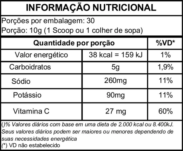 Tabela nutricional Nutra Gold