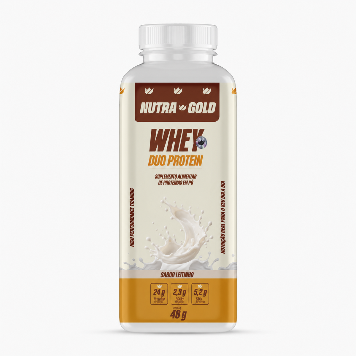 Whey DUO PROTEIN Monodose 40 g — Leitinho, com ilustração de leite