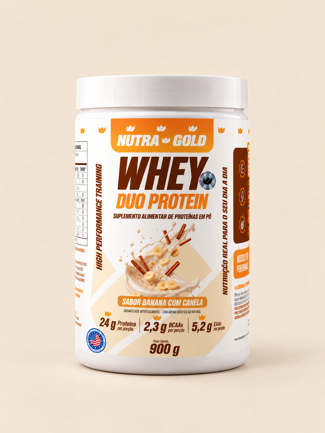 Whey DUO PROTEIN 900 g – Banana com Canela – Nutra Gold